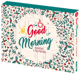 itenga Adventskalender 2024 - Guten Morgen Kalender mit Frühstücksartikeln z.B. Marmelade Honig Tee Cappuccino (Motiv GOOD Morning)