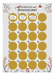 Nastami Adventskalender zum Rubbeln Adventskalender A3 Weihnachtskalender Rubbel Adventskalender (Ich Liebe Dich GRAU)