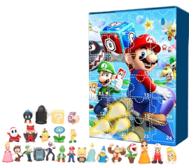 Weihnachts-Adventskalender, 24 Tage Mario Adventskalender 2024, Minifiguren Spielzeug Countdown-Kalender,Geburtstagsgeschenk für Kinder (Mario)