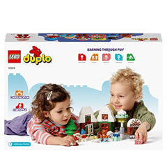 LEGO 10976 DUPLO Lebkuchenhaus mit Weihnachtsmann Figur, Weihnachtshaus-Spielzeug, Geschenk für Kleinkinder ab 2 Jahren, Bausteine, Lernspielzeug für Mädchen und Jungen