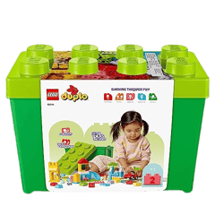 LEGO DUPLO Classic Steinebox - Montessori Spielzeug ab 1 Jahr - Lernspielzeug für Kleinkinder mit Auto, Zahlensteinen und Tierfiguren und Aufbewahrungsbox - Geschenk für Mädchen und Jungen 10914