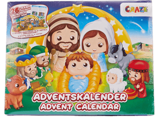 CRAZE Adventskalender Kinder - Weihnachtskrippe Krippenspiel - Spielkrippe Kinder mit Spielfiguren Set, Spielzeug Adventskalender ab 3 Jahre