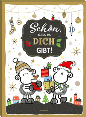 Sheepworld Adventskalender Motiv „Schön, dass es dich gibt“ | 26 cm x 35 cm, Schoko-Adventskalender, 75 g | Adventskalender Schokolade, Adventskalender Liebe, Adventskalender lustig | 51128