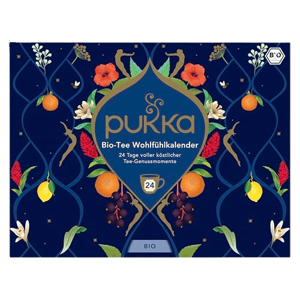 Pukka Bio Tee Geschenkset, Adventskalender, "Wohlfühlkalender 2025", Umweltfreundlich, Keine Schokolade, Milchfrei, Geschenkidee, 12 Tee Varianten, 24 Teebeutel