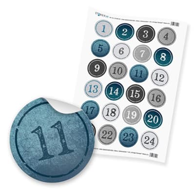 Blau-Grau-Silber Zahlensticker