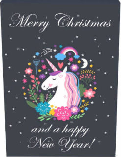 Hallingers Pralinen Kalender mit Einhorn Motiv