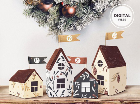 Druckbare-DIY-Adventskalender-Häuschen