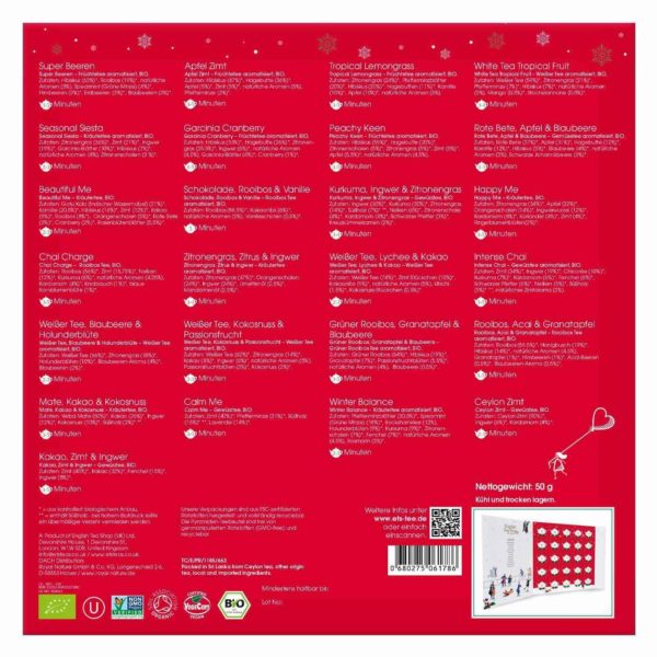 English Tea Adventskalender 2020 Inhalt