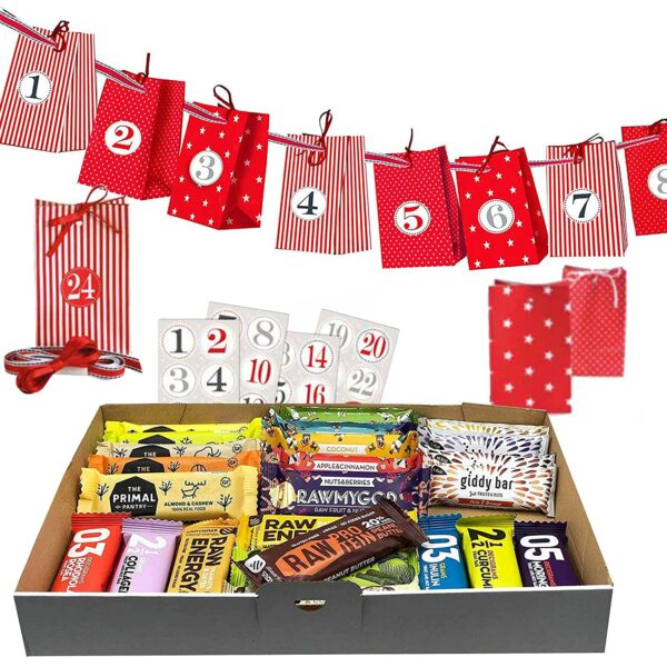 Veganer Fitness- & Proteinriegel Adventskalender Inhalt