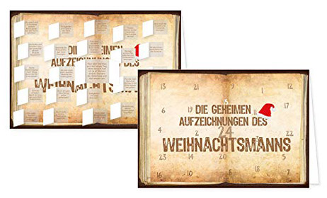 Mini Adventskalender Grußkarte Die geheimen Aufzeichnungen des Weihnachtsmanns