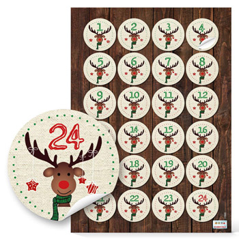 Hirsch-Aufkleber-Adventskalenderzahlen