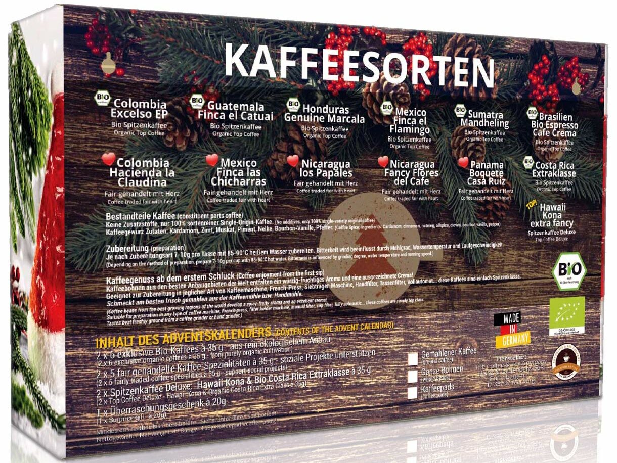 Kaffeesorten Inhalt C&T Kaffee Adventskalender