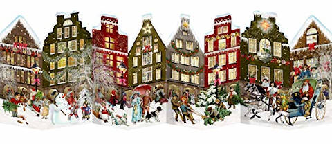 Nostalgisches Häuserleporello Papieradventskalender
