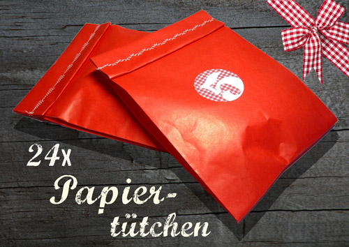 24 rote tütchen für diy adventskalender