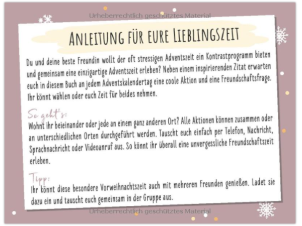 Lieblingszeit Adventskalender 2021 Inhalt 1