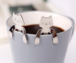 Teehalter-Albeey-Katze-Teelöffel-