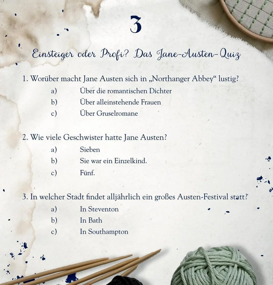 Zettelkalender Jane Austen 2020 Inhalt
