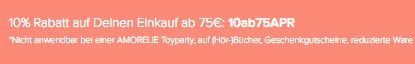 Rabatt Code Amorelie für Einkauf ab 75 Euro