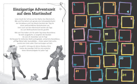 Bibi & Tina Adventskalender Kritzel-Kratzel-Buch: Kratzmotive mit tollen Farbeffekten Inhalt 1