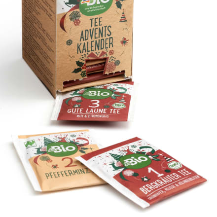 DM Bio-Tee Adventskalender - Verpackung und Sachets