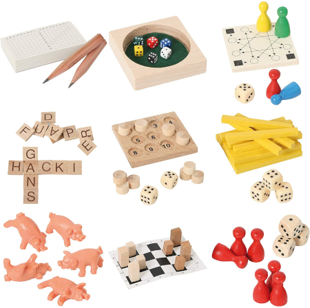 Bartl 500278 9 beliebte Mini-Spiele aus Holz für Erwachsene und Kinder