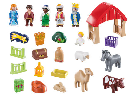 Inhalt Playmobil 1.2.3. Adventskalender Weihnachtskrippe