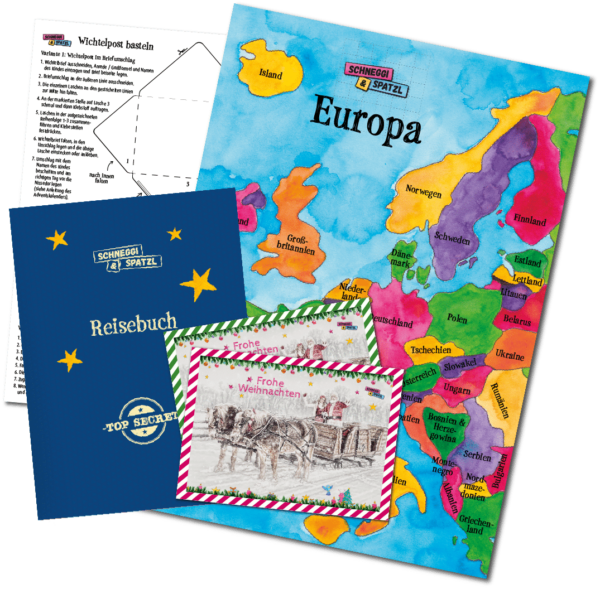 Inhalt - Schneggi & Spatzl Adventskalender Erlebnis-Set 2021