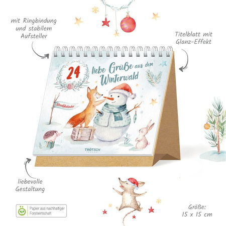 Trötsch Aufstellkalender: 24 liebe Grüße aus dem Winterwald Inhalt