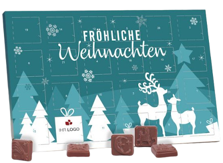 Weichnachtsplaner Werbe Adventskalander mit Schokolade